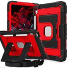 For iPad 2025 / 2022 Big Holder Silicone Hydric PC Tablet Case with Shoulder Strap(Black Red) - 1