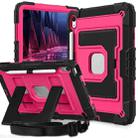 For iPad 2025 / 2022 Big Holder Silicone Hydric PC Tablet Case with Shoulder Strap(Black Rose Red) - 1