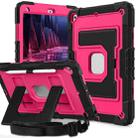 For iPad 10.2 1021 / 10.5 2019 Big Holder Silicone Hydric PC Tablet Case with Shoulder Strap(Black Rose Red) - 1