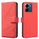 For Redmi 13C Geometric Pattern RFID Leather Phone Case(Red) - 1
