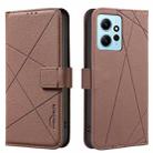 For Redmi Note 12 4G Geometric Pattern RFID Leather Phone Case(Brown) - 1