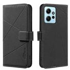 For Redmi Note 12 4G Geometric Pattern RFID Leather Phone Case(Black) - 1