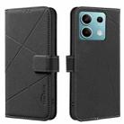 For Redmi Note 13 5G Geometric Pattern RFID Leather Phone Case(Black) - 1