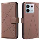 For Redmi Note 13 Pro 5G Geometric Pattern RFID Leather Phone Case(Brown) - 1