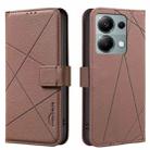 For Redmi Note 13 Pro 4G Geometric Pattern RFID Leather Phone Case(Brown) - 1