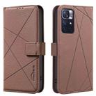 For Redmi Note 11 / 11S / 12S 6.43inch Geometric Pattern RFID Leather Phone Case(Brown) - 1