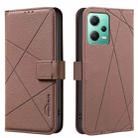 For Redmi Note 12 5G Global Geometric Pattern RFID Leather Phone Case(Brown) - 1