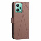 For Redmi Note 12 5G Global Geometric Pattern RFID Leather Phone Case(Brown) - 3