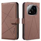 For Redmi Note 14 Pro 5G / 14 Pro+ 5G Geometric Pattern RFID Leather Phone Case(Brown) - 1