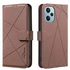 For Redmi Note 12 Turbo Geometric Pattern RFID Leather Phone Case(Brown) - 1