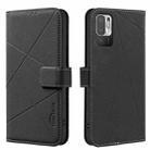 For Redmi Note 10 5G / 10T 5G Geometric Pattern RFID Leather Phone Case(Black) - 1