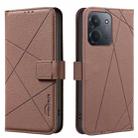 For Redmi 15C 4G 173.1mm / 15C 5G 173.1mm Geometric Pattern RFID Leather Phone Case(Brown) - 1