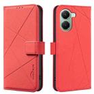 For Xiaomi Poco X7 Pro Geometric Pattern RFID Leather Phone Case(Red) - 1