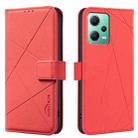 For Xiaomi Poco X5 Geometric Pattern RFID Leather Phone Case(Red) - 1