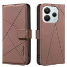 For Xiaomi Poco M7 Pro 5G  Geometric Pattern RFID Leather Phone Case(Brown) - 1