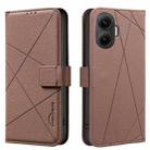 For Xiaomi Poco F7 5G Global Geometric Pattern RFID Leather Phone Case(Brown) - 1