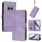 For Nothing Phone 2a Line Splicing Buckle Retro Leather Phone Case(Purple) - 1