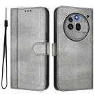 For Nothing Phone 3a Pro Line Splicing Buckle Retro Leather Phone Case(Grey) - 2