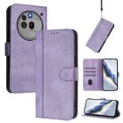For Nothing Phone 3a Pro Line Splicing Buckle Retro Leather Phone Case(Purple) - 1
