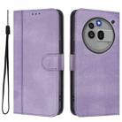 For Nothing Phone 3a Pro Line Splicing Buckle Retro Leather Phone Case(Purple) - 2