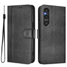 For Sony Xperia 1 V 2023 Line Splicing Buckle Retro Leather Phone Case(Black) - 2