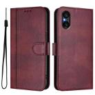 For Sony Xperia 5 V Line Splicing Buckle Retro Leather Phone Case(Wine Red) - 2