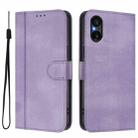 For Sony Xperia 5 V Line Splicing Buckle Retro Leather Phone Case(Purple) - 2