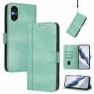 For Sony Xperia 5 VI Line Splicing Buckle Retro Leather Phone Case(Mint Green) - 1