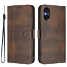 For Sony Xperia 5 VI Line Splicing Buckle Retro Leather Phone Case(Brown) - 2