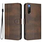 For Sony Xperia 10 IV 2023 Line Splicing Buckle Retro Leather Phone Case(Brown) - 2