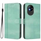 For ZTE Blade A35 Lite / A35 Core Line Splicing Buckle Retro Leather Phone Case(Mint Green) - 2