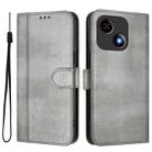 For ZTE Blade A35e Line Splicing Buckle Retro Leather Phone Case(Grey) - 2