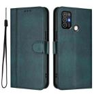 For ZTE Blade A52 Line Splicing Buckle Retro Leather Phone Case(Dark Green) - 2