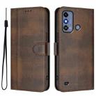 For ZTE Blade A53 / A53+ Line Splicing Buckle Retro Leather Phone Case(Brown) - 2