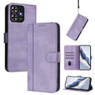 For ZTE Blade A73 4G Line Splicing Buckle Retro Leather Phone Case(Purple) - 1
