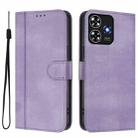 For ZTE Blade A73 4G Line Splicing Buckle Retro Leather Phone Case(Purple) - 2