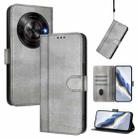 For ZTE Blade A75 5G / Nubia Focus 5G Line Splicing Buckle Retro Leather Phone Case(Grey) - 1