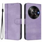 For ZTE Blade A75 5G / Nubia Focus 5G Line Splicing Buckle Retro Leather Phone Case(Purple) - 2