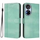 For ZTE Blade V40s Line Splicing Buckle Retro Leather Phone Case(Mint Green) - 2