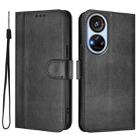 For ZTE Blade V40s Line Splicing Buckle Retro Leather Phone Case(Black) - 2