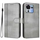 For ZTE Blade V50 Vita Line Splicing Buckle Retro Leather Phone Case(Grey) - 2