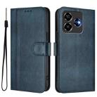 For ZTE Blade V60 Vita / V60 Design Line Splicing Buckle Retro Leather Phone Case(Dark Blue) - 2
