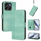 For ZTE Blade V70 Line Splicing Buckle Retro Leather Phone Case(Mint Green) - 1