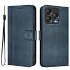 For ZTE Blade V70 Vita / Nubia V70 Design Line Splicing Buckle Retro Leather Phone Case(Dark Blue) - 2