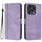 For ZTE Blade V70 Vita / Nubia V70 Design Line Splicing Buckle Retro Leather Phone Case(Purple) - 2