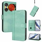 For ZTE Nubia Music 2 Line Splicing Buckle Retro Leather Phone Case(Mint Green) - 1