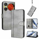 For ZTE Nubia Music 2 Line Splicing Buckle Retro Leather Phone Case(Grey) - 1