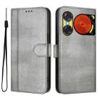 For ZTE Nubia Music 2 Line Splicing Buckle Retro Leather Phone Case(Grey) - 2