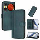 For ZTE Nubia Music 2 Line Splicing Buckle Retro Leather Phone Case(Dark Green) - 1