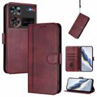 For ZTE Nubia Z60 Ultra Line Splicing Buckle Retro Leather Phone Case(Wine Red) - 1